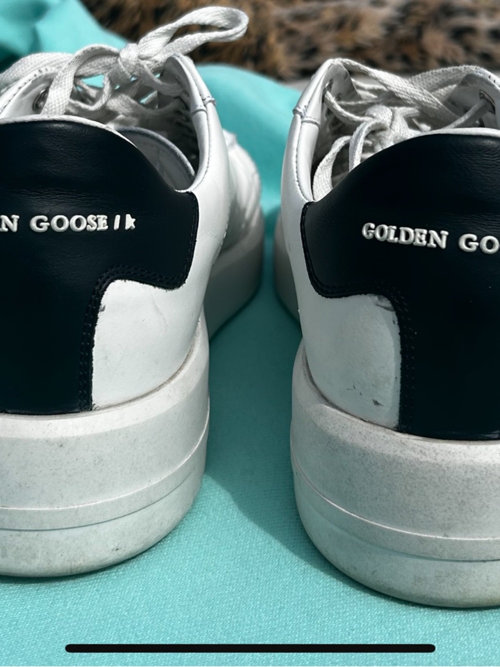 Golden Goose White Sneakers with Black Heel Panel